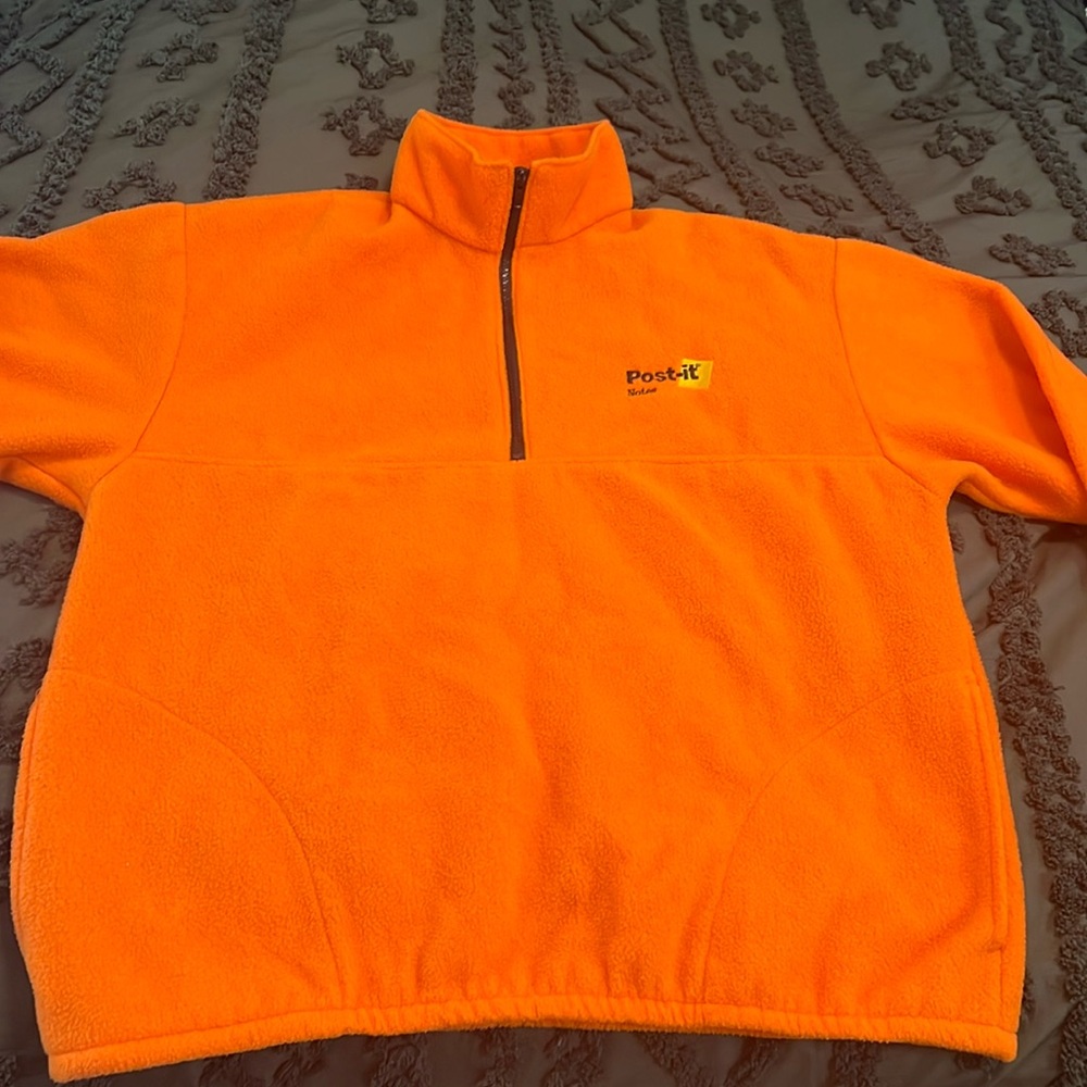 POST-IT NOTES fleece 1/2 zip, Vintage!!!orange, Washburn, Sportswear, USA MADE